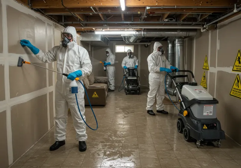 Basement Moisture Removal and Structural Drying process in Bond County, IL